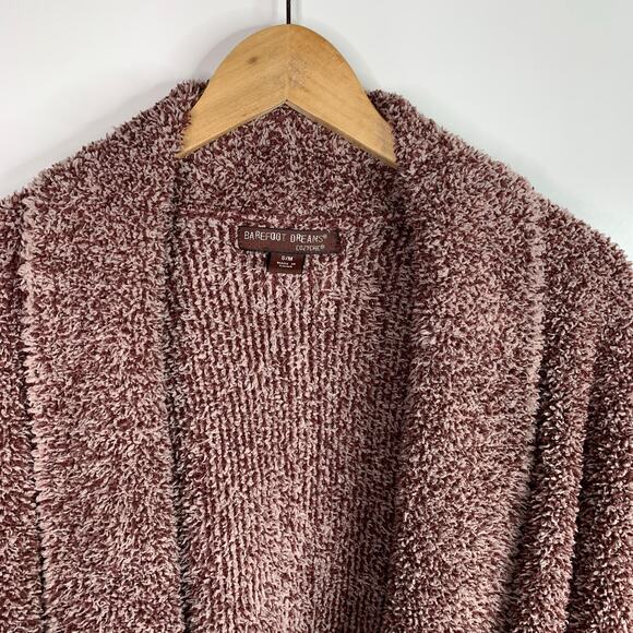 Barefoot Dreams Sweater Maroon Cozychic Cocoon Cardigan Small Medium Pockets - Picture 9 of 10